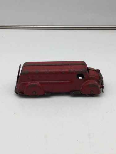 Red pressed steel toy truck - red,