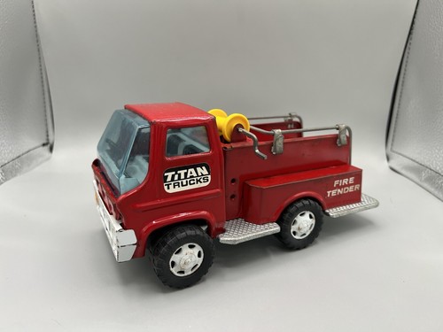 Old metal tin toy fire - old,
